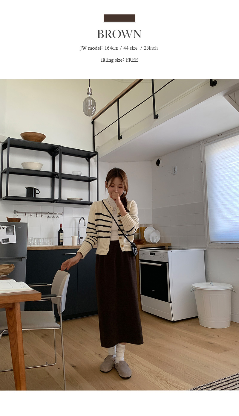 레스티 밴딩 코듀로이 트임 롱 스커트 -5color 상세 이미지 5