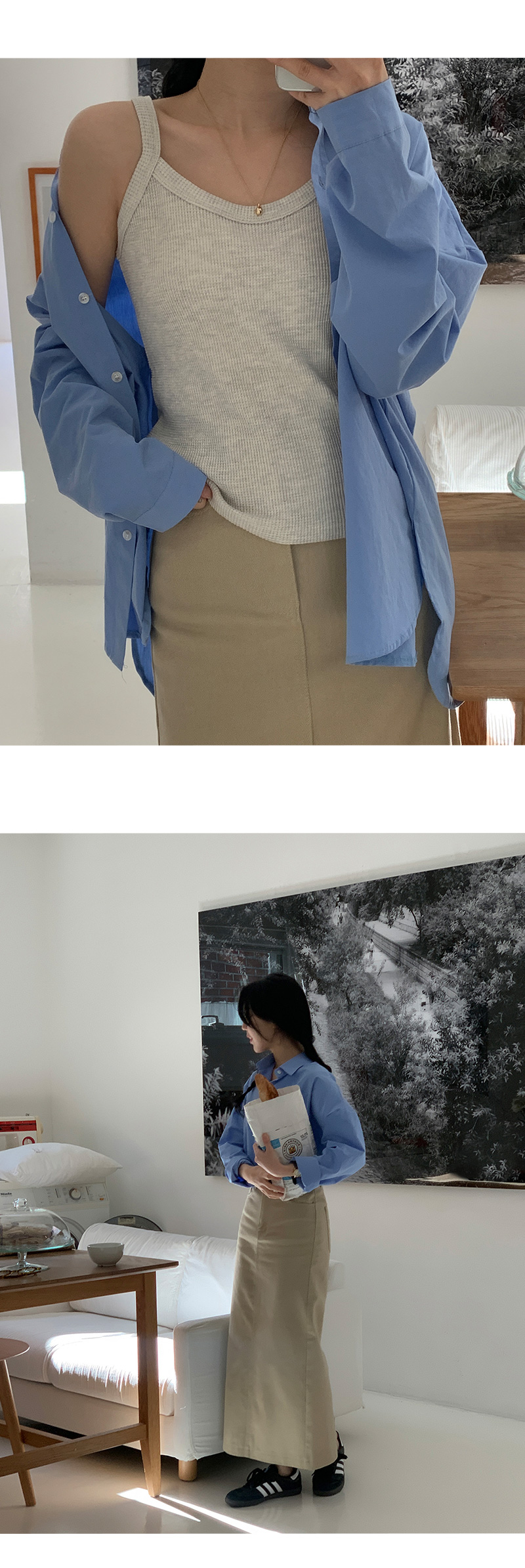 🎬[숏.기본/5size] 빈치 뒷밴딩 코튼 트임 롱 스커트 -5color 상세 이미지 21