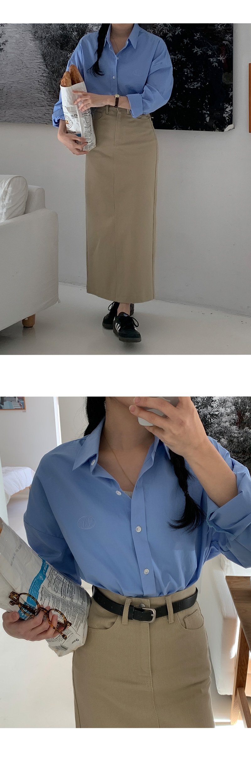 🎬[숏.기본/5size] 빈치 뒷밴딩 코튼 트임 롱 스커트 -5color 상세 이미지 25