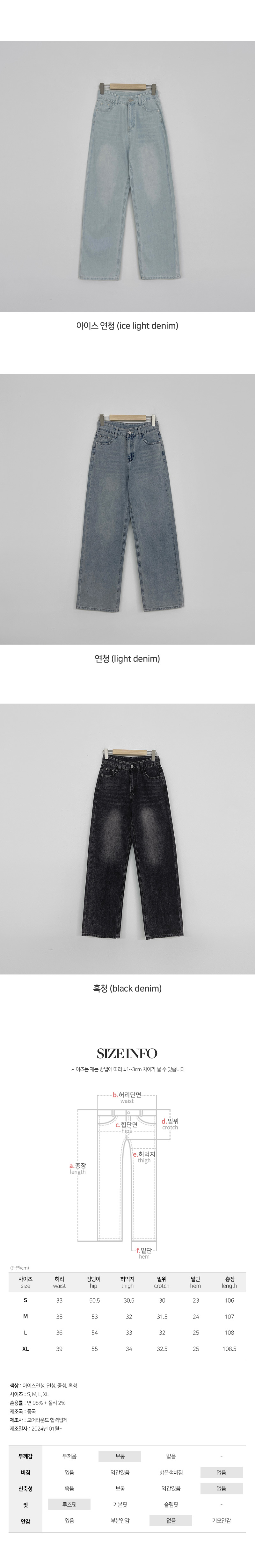 🎬[made/4size] 센버 워싱 와이드 데님 팬츠 -4color 상세 이미지 54