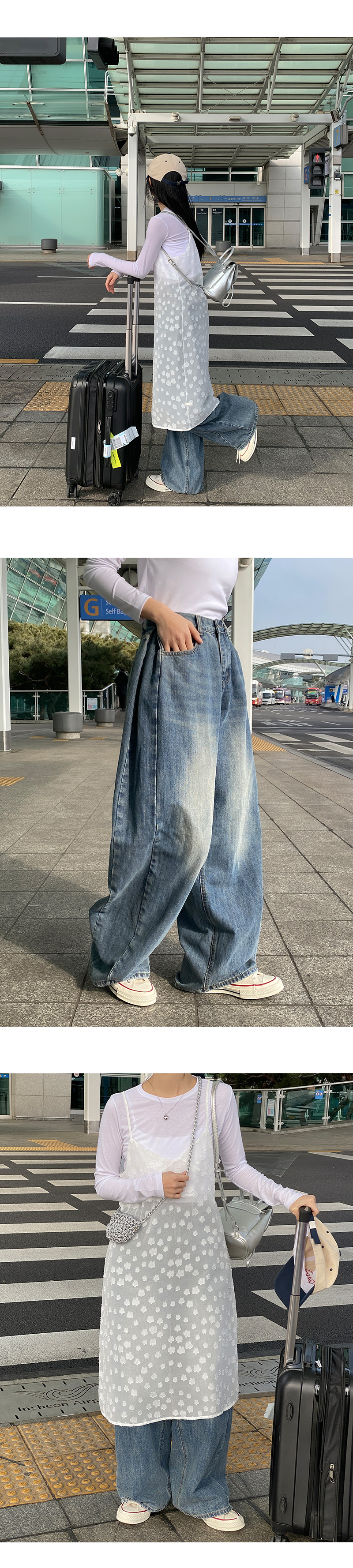 [숏.롱/4size] 셀로딘 절개 워싱 와이드 데님 팬츠 -5color 상세 이미지 7