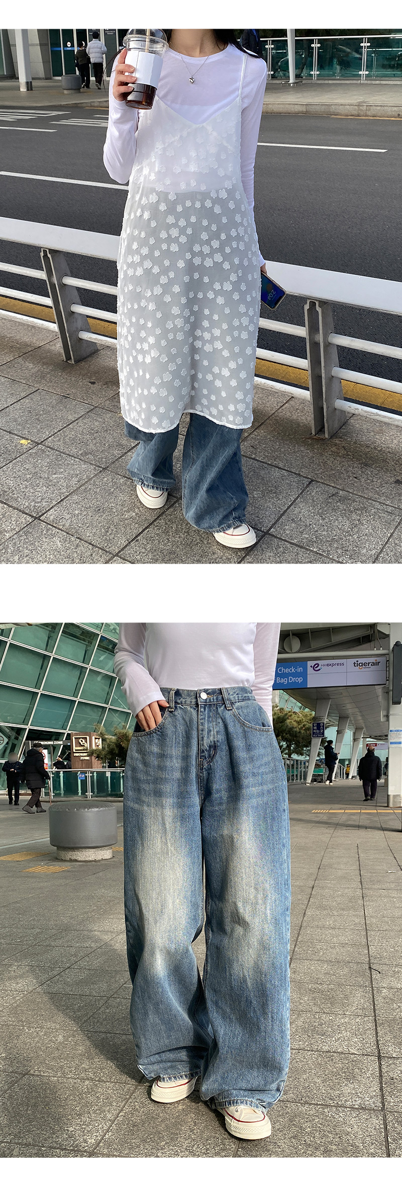 [숏.롱/4size] 셀로딘 절개 워싱 와이드 데님 팬츠 -5color 상세 이미지 10