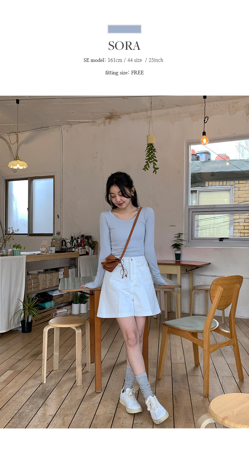 유리엘 유넥 골지 스판 긴팔 티셔츠 -4color 상세 이미지 4