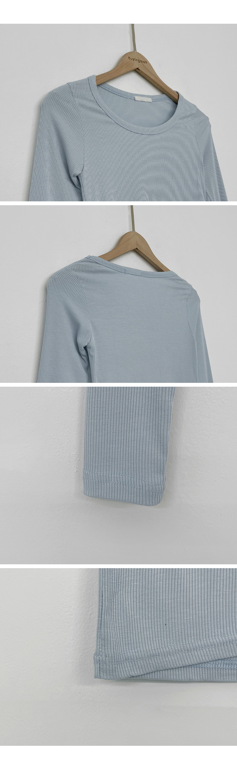 유리엘 유넥 골지 스판 긴팔 티셔츠 -4color 상세 이미지 15
