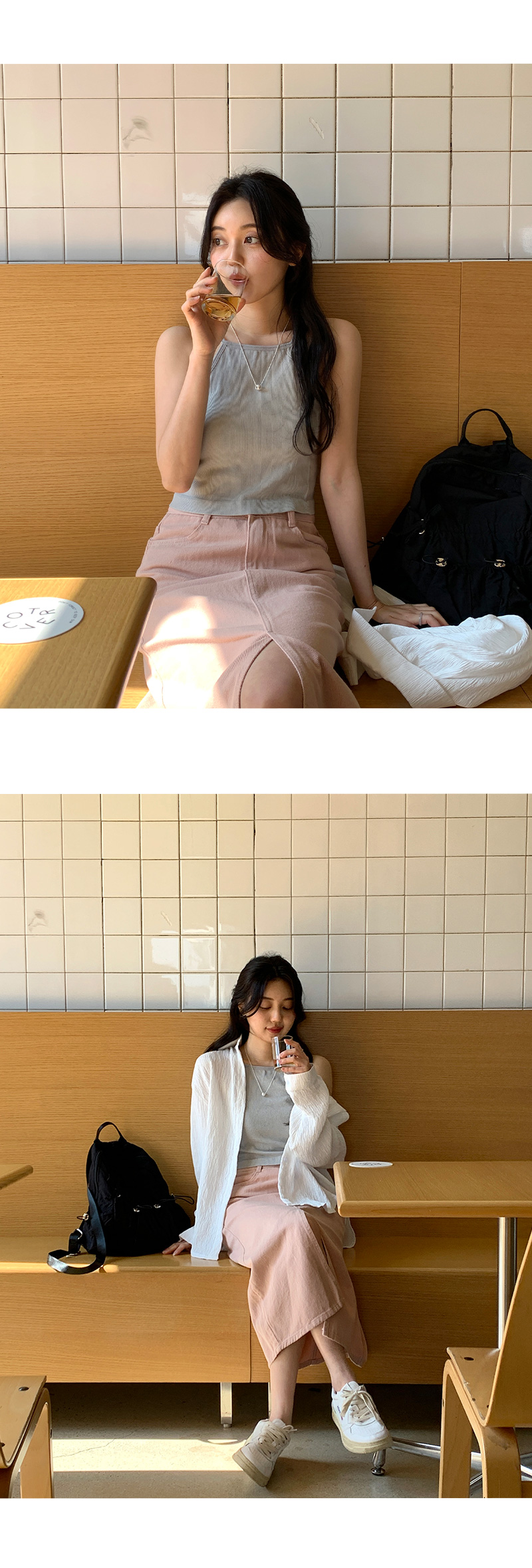 테이드 H라인 트임 코튼 롱 스커트 -3color 상세 이미지 11