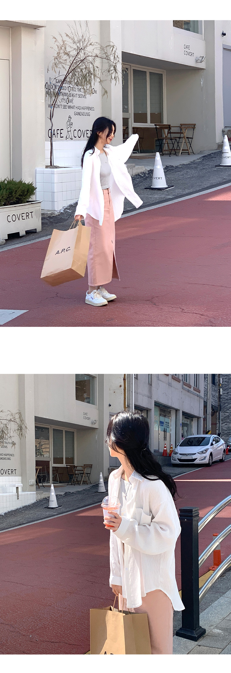 테이드 H라인 트임 코튼 롱 스커트 -3color 상세 이미지 14