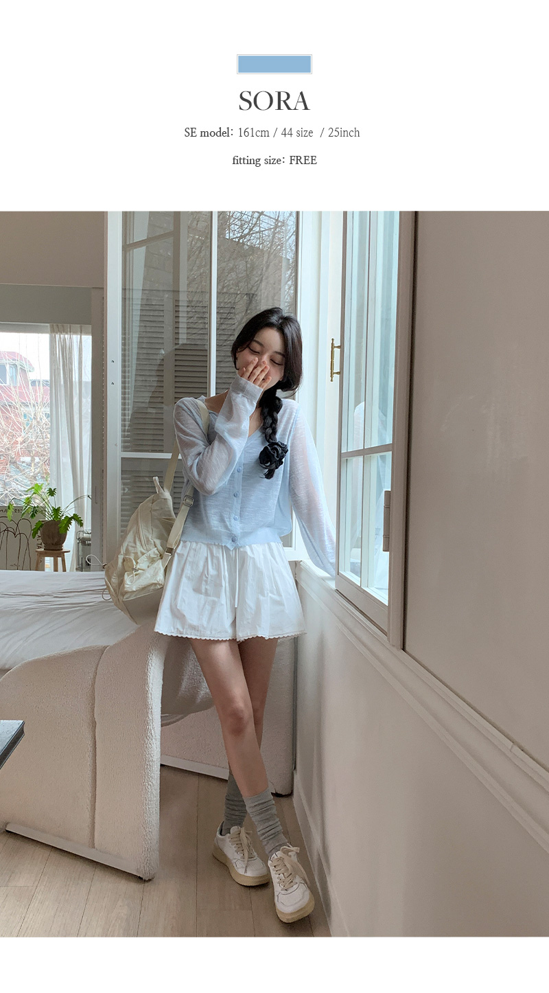 헤이시 브이넥 시스루 크롭 가디건 -5olor 상세 이미지 23