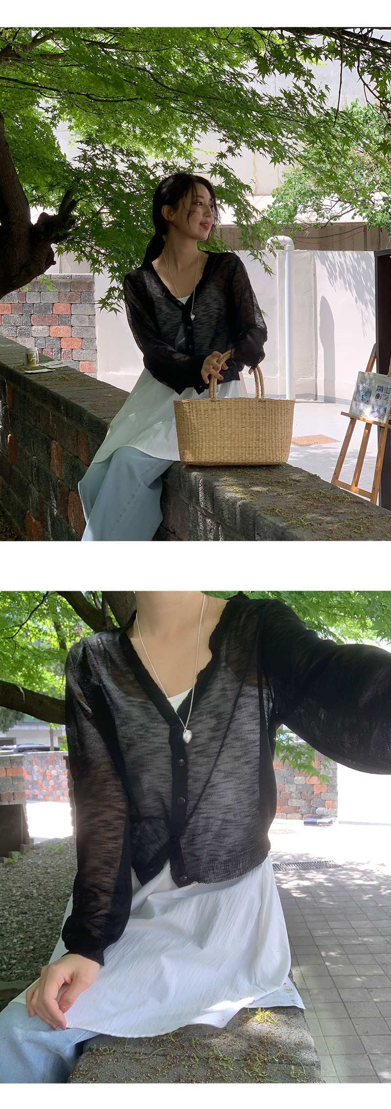 헤이시 브이넥 시스루 크롭 가디건 -5olor 상세 이미지 31