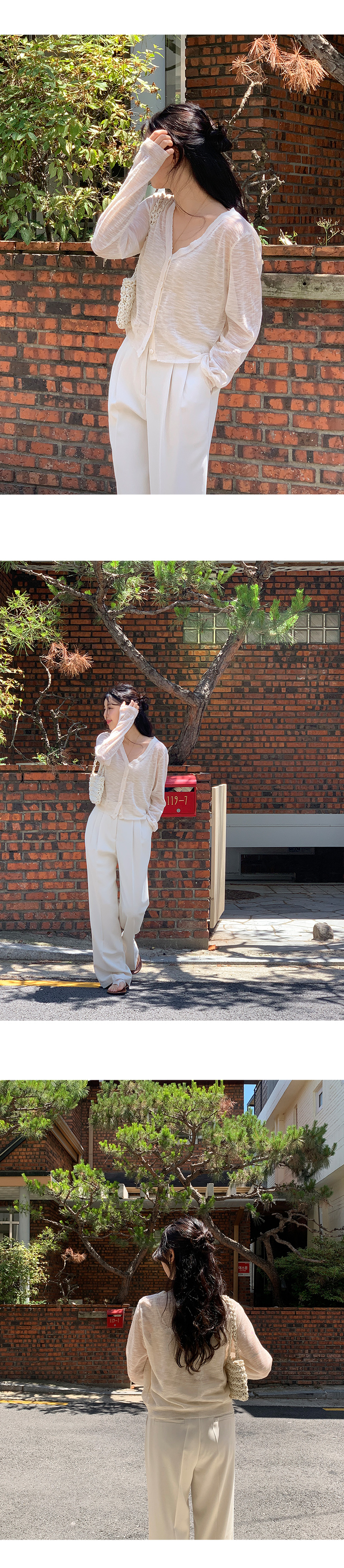 헤이시 브이넥 시스루 크롭 가디건 -5olor 상세 이미지 19
