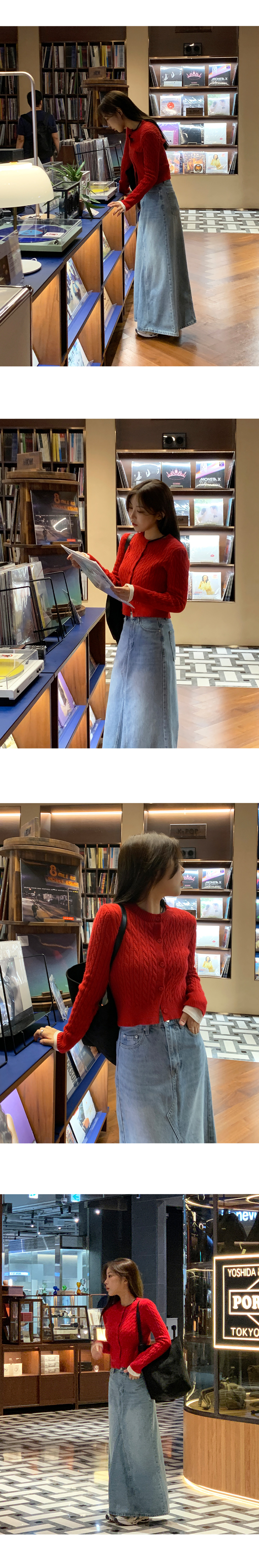 [단독] 🎬 [4천장돌파🏆] [made/기본.테슬] 엔터 A라인 절개 데님 맥시 롱 스커트 -5color 상세 이미지 21