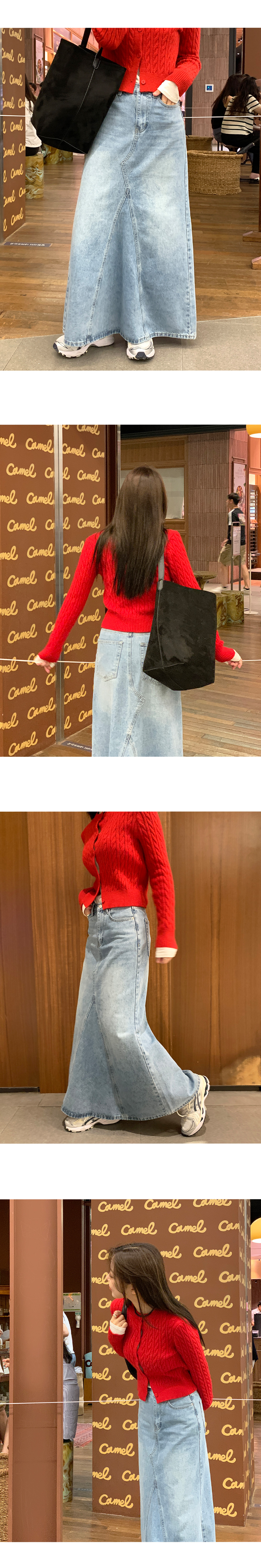 [단독] 🎬 [4천장돌파🏆] [made/기본.테슬] 엔터 A라인 절개 데님 맥시 롱 스커트 -5color 상세 이미지 17