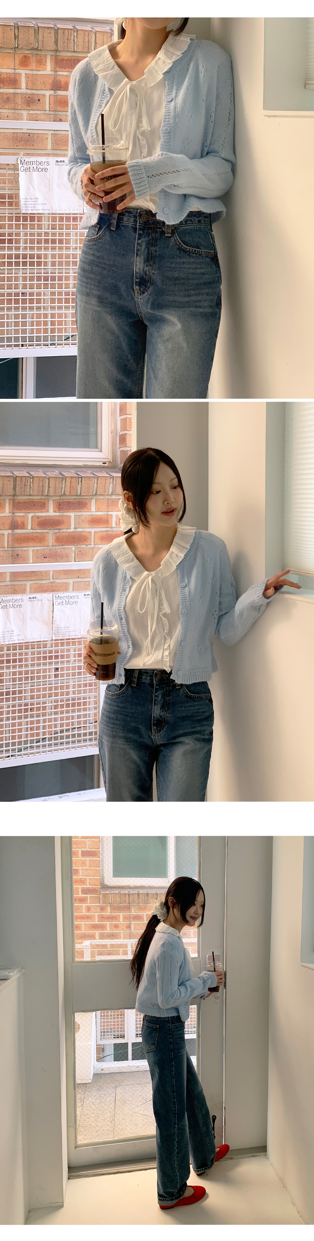 [단독] 디너글 물결넥 펀칭 니트 가디건 -4color 상세 이미지 27