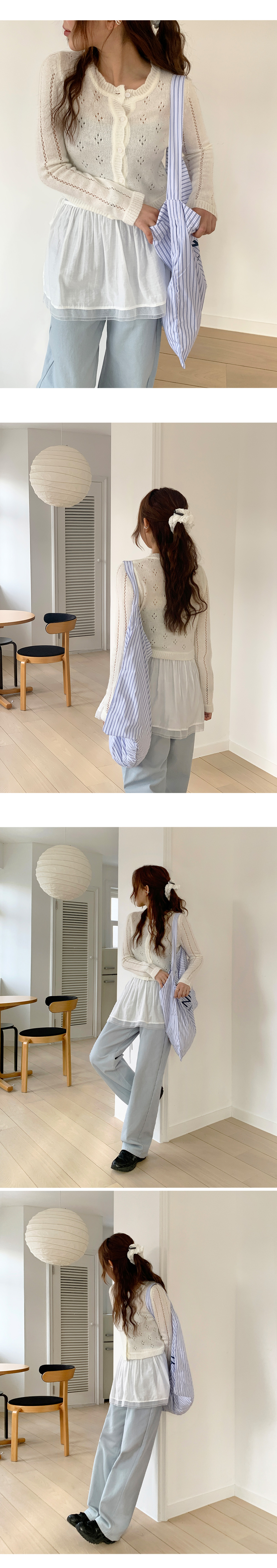 [단독] 디너글 물결넥 펀칭 니트 가디건 -4color 상세 이미지 12